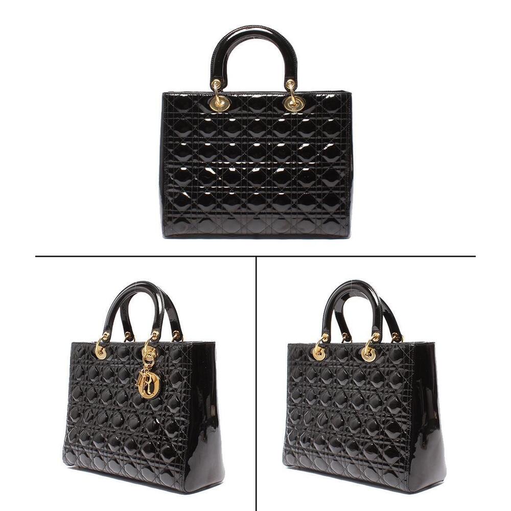 Dior Christian bag shoulder Cannage handbag leather Lady patent - Picture 1 of 6